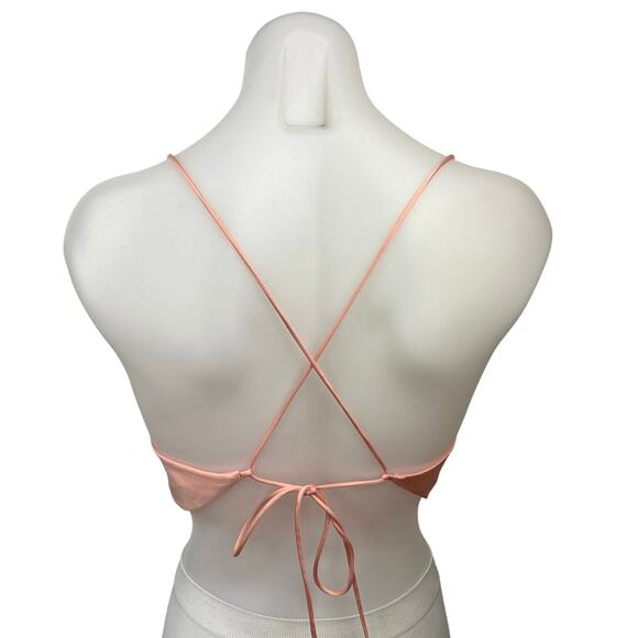 Zara Orange Silk Satin Cowl Neck Crossback Sexy Camisole Crop Tank Top Size S - Picture 2 of 3